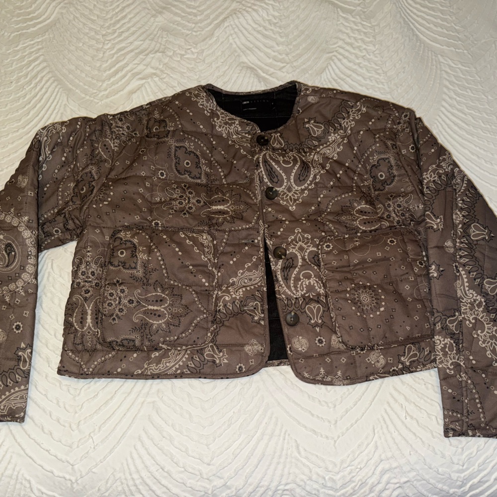 ASOS Design Brown Quilted Jacket - Picture 3 of 7